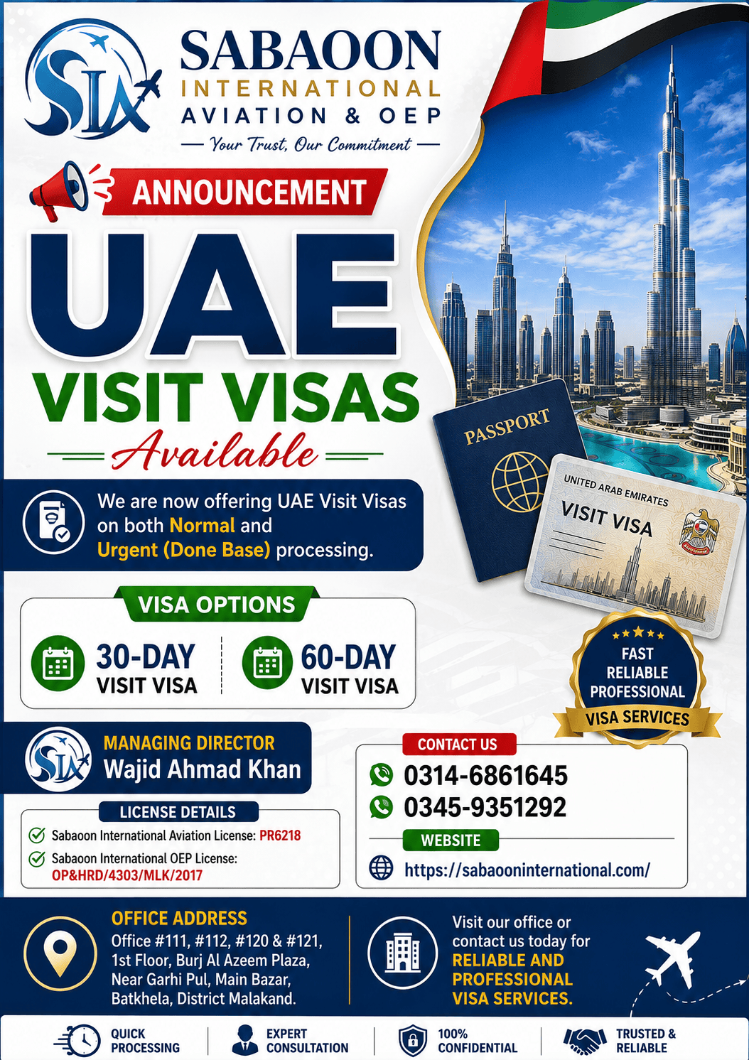 SABAOON INTERNATIONAL AVIATION (WAJID AHMAD KHAN)